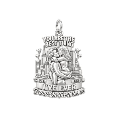 Found On The Internet Charm Bracelet – Personalized Couple Gift – silver plated 2 cm charm, front view