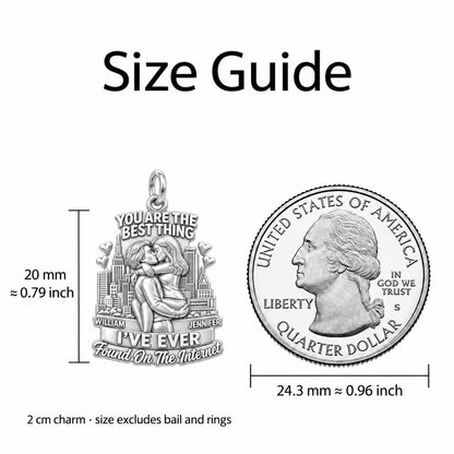 Found On The Internet Charm Bracelet – Personalized Couple Gift – size guide, 2 cm charm next to a quarter