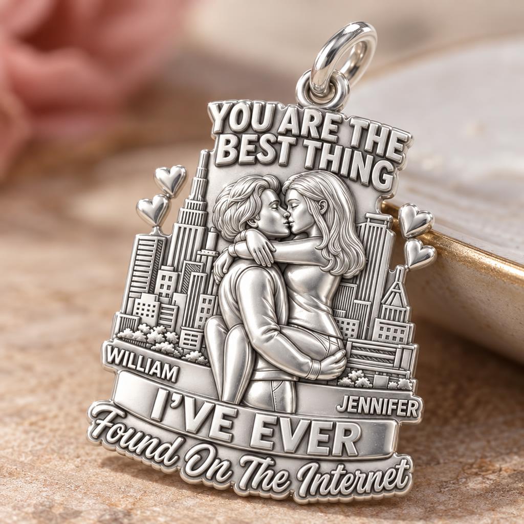 Found On The Internet Charm Bracelet – Personalized Couple Gift – macro detail of the charm