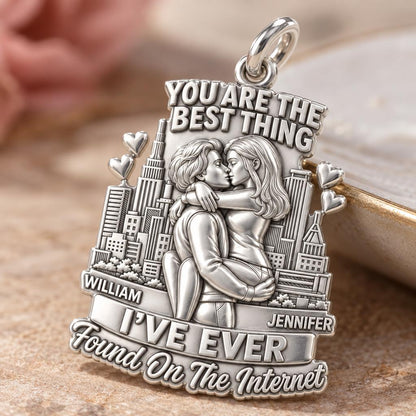Found On The Internet Charm Bracelet – Personalized Couple Gift – macro detail of the charm