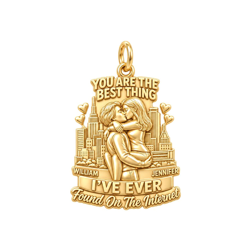 Found On The Internet Charm Bracelet – Personalized Couple Gift – 18K gold plated 2 cm charm, front view
