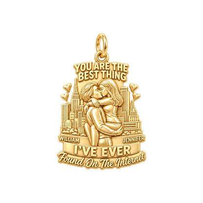 Found On The Internet Charm Bracelet – Personalized Couple Gift – 18K gold plated 2 cm charm, front view