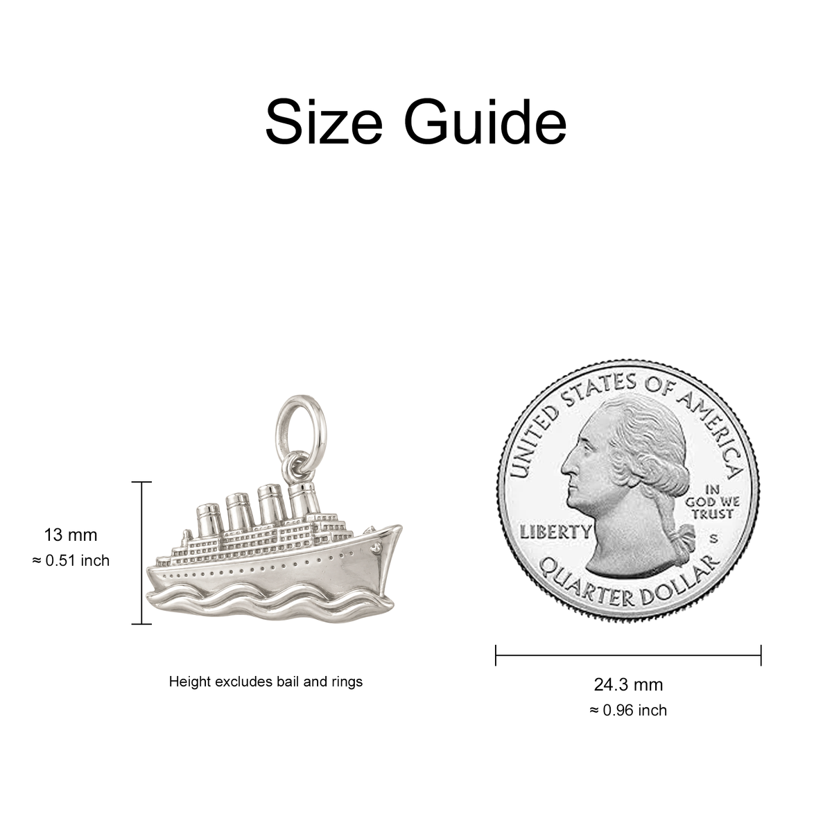 Four-Funnel Ocean Liner Charm — Size Guide — 13 mm body excluding bail and rings — 50-works-silver-20260916-61