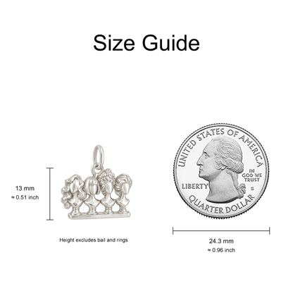 Four Hairstyles on a Stand Charm — Size Guide — 13 mm body excluding bail and rings — 50-works-silver-20260916-198
