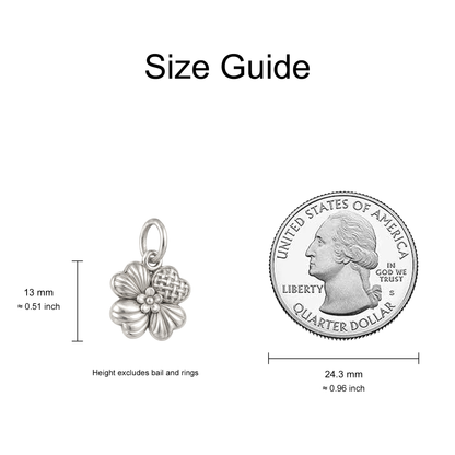Four Tropical Hearts Charm — Size Guide — 13 mm body excluding bail and rings — 50-works-silver-20260916-23