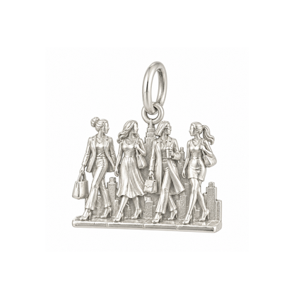 Four Women Walking Through the City Charm — Silver — 50-works-silver-20260916-14