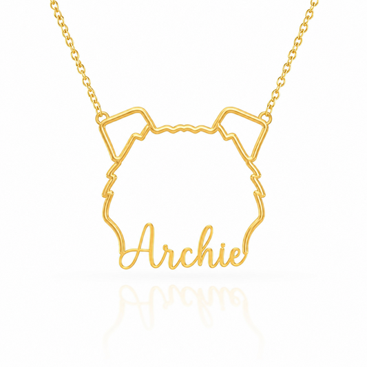 Fox Terrier Whisper of Paws - Personalized Outline Your Pet's Face and Name Necklace