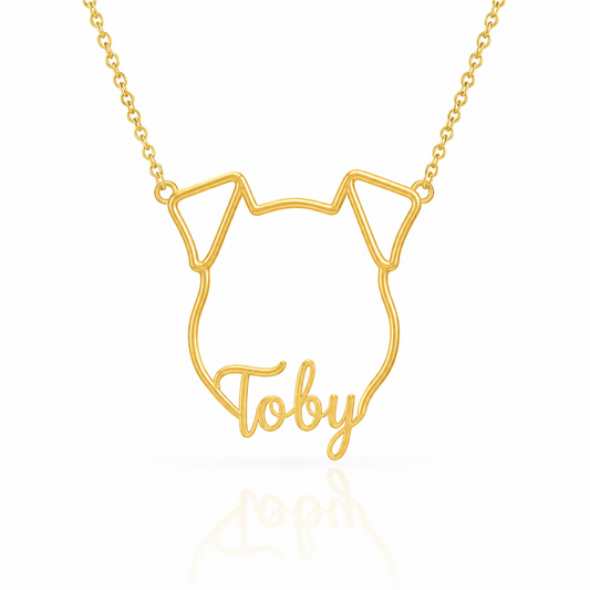 Fox Terrier Smooth Whisper of Paws - Personalized Outline Your Pet's Face and Name Necklace