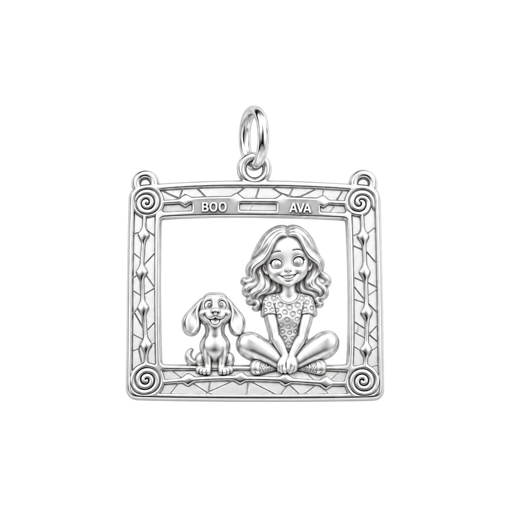 Framed Best Friends Charm and Polyester Cord Bracelet Set