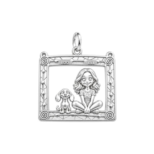 Framed Best Friends Charm and Polyester Cord Bracelet Set