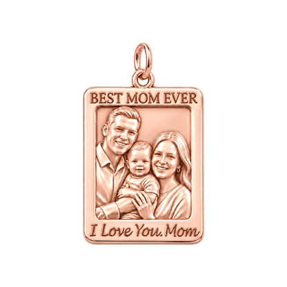Framed Family Portrait Charm Bracelet – Personalized Mom Gift – rose gold 2 cm charm, front view