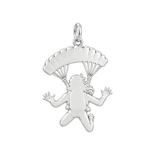 Free Falling Skydiver Charm Bracelet – Personalized Adventurer Gift – back of the charm, engraving area
