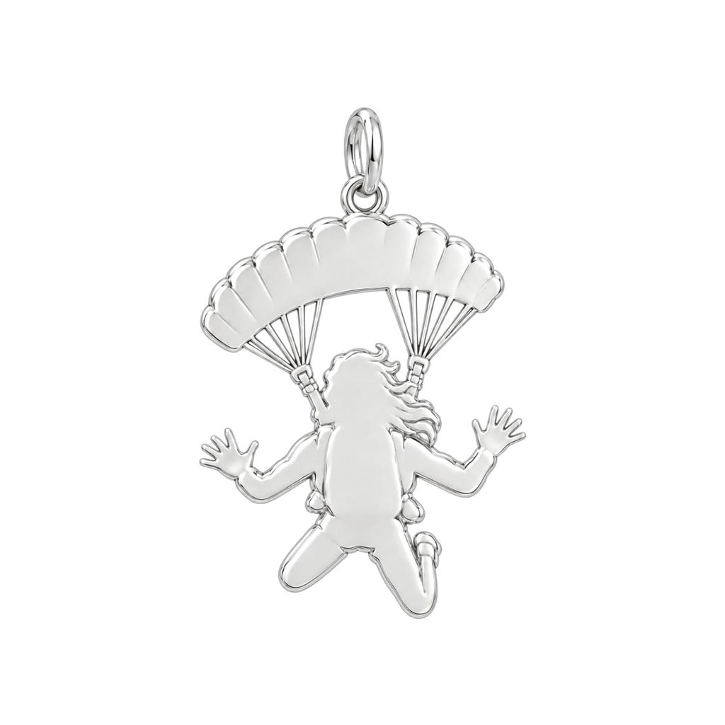 Free Falling Skydiver Charm Keychain – back of the charm, engraving area