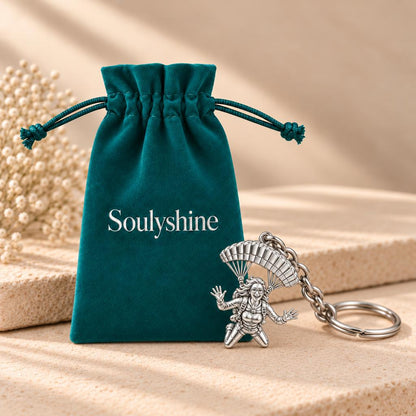 Free Falling Skydiver Charm Keychain – Soulyshine velvet gift pouch