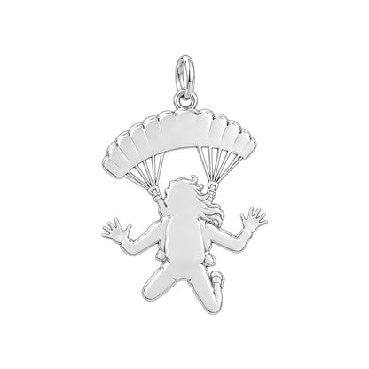 Free Falling Skydiver Huggie Charm Earrings – back of the charm, engraving area