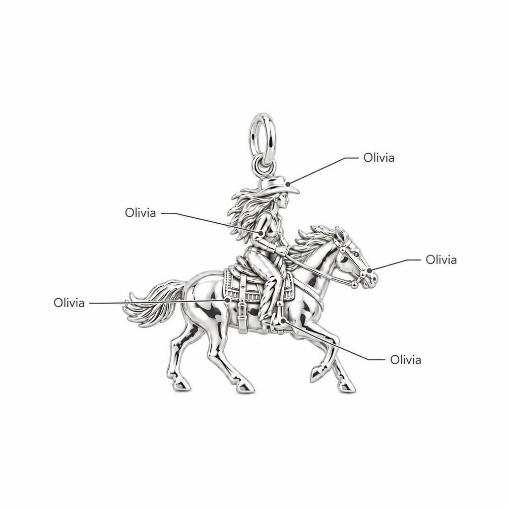 Free Spirit Cowgirl Charm Bracelet – Personalized Horse Lover Gift – personalization guide