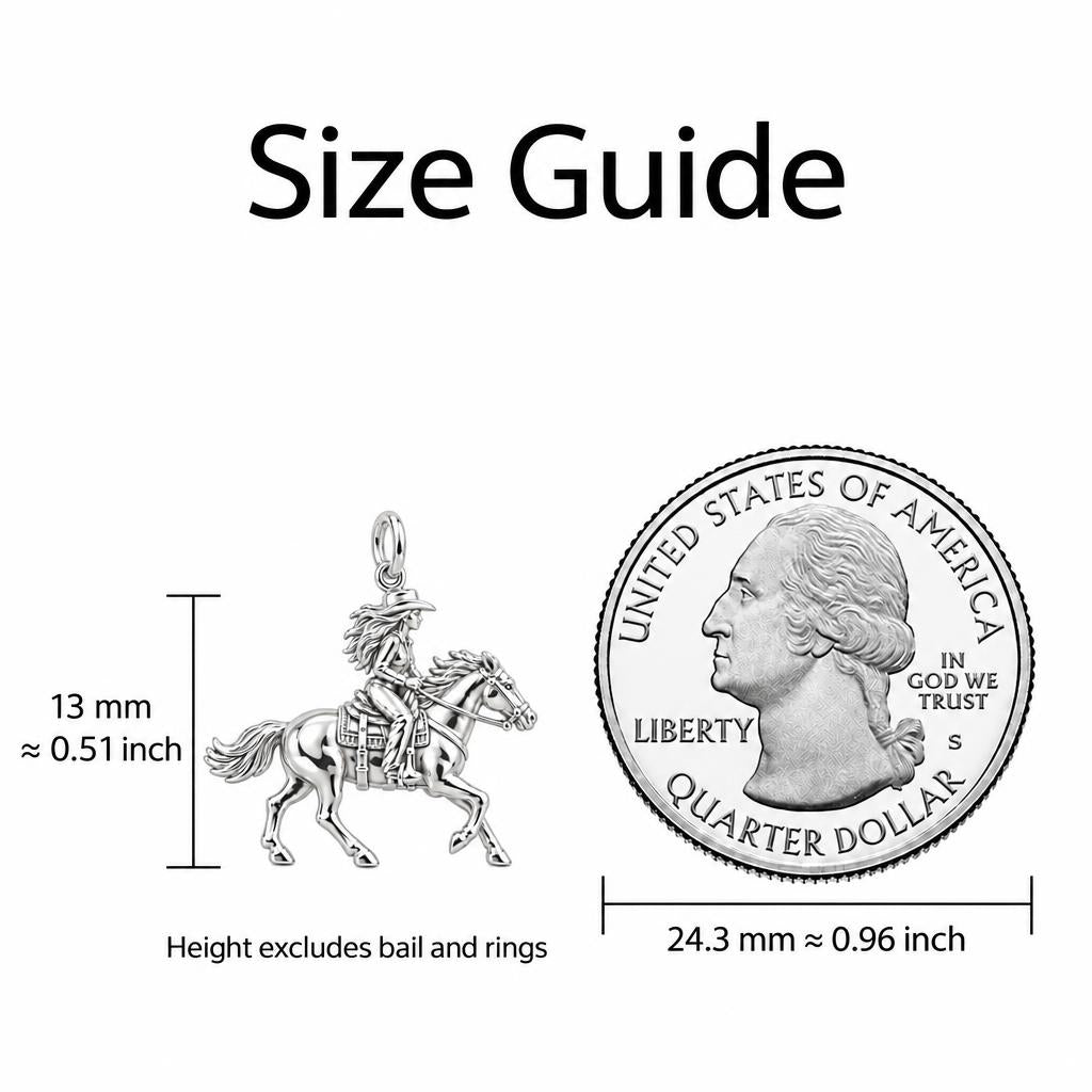 Free Spirit Cowgirl Charm Bracelet – Personalized Horse Lover Gift – size guide, 13 mm charm next to a quarter