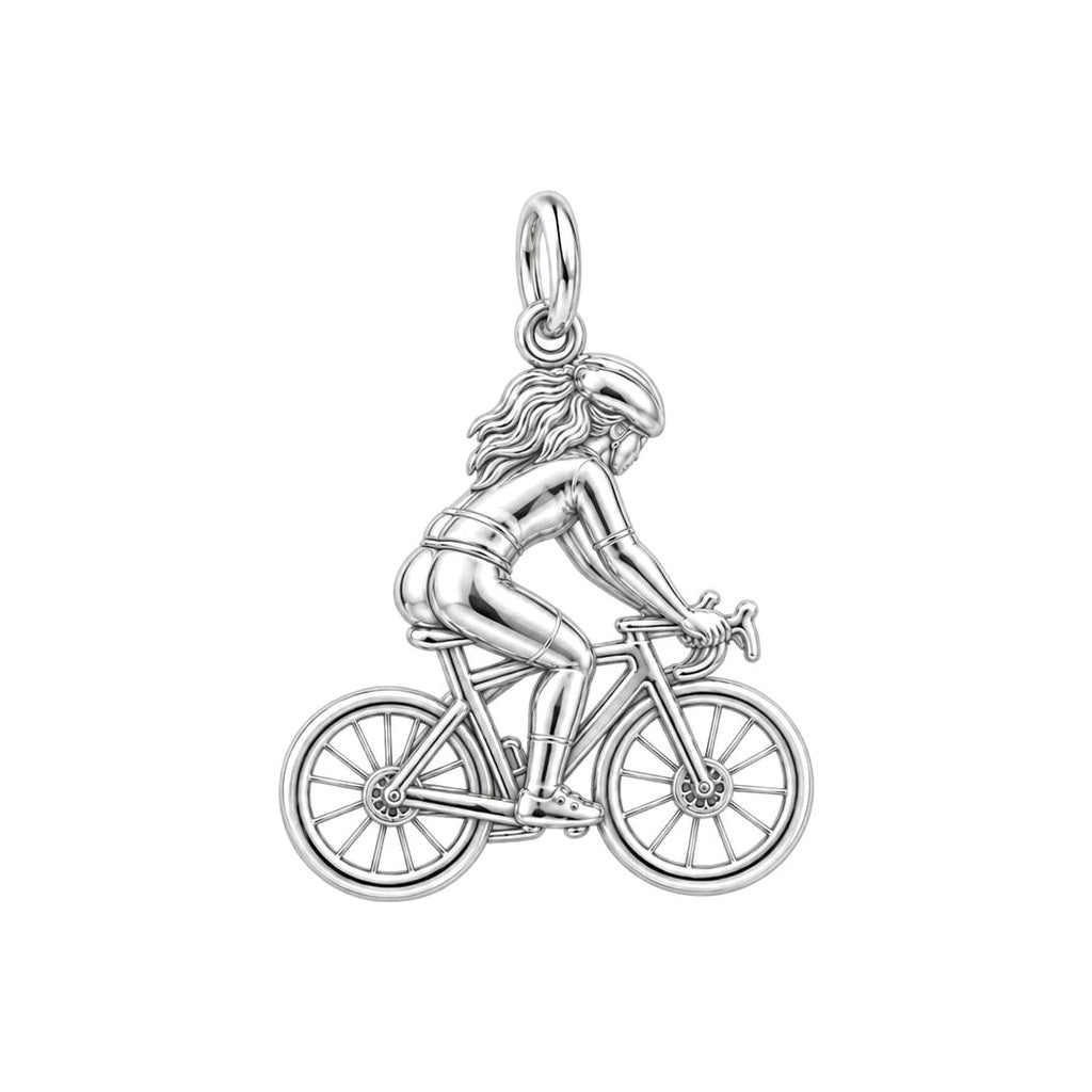 Free Spirit Cyclist Charm Bracelet – Personalized Athlete Gift – back of the charm, engraving area