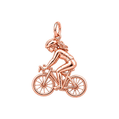 Free Spirit Cyclist Charm Bracelet – Personalized Athlete Gift – rose gold charm, front view
