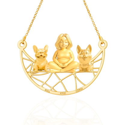 Soulyshine Personalized Girl And Her Pets Necklace - French Bulldog/Corgi