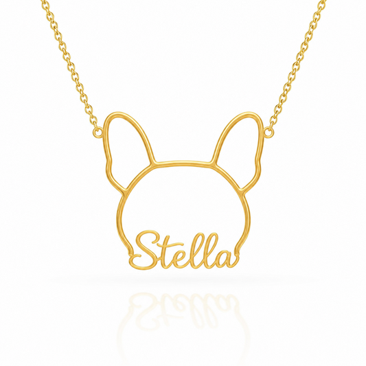 French Bulldog Whisper of Paws - Personalized Outline Your Pet's Face and Name Necklace