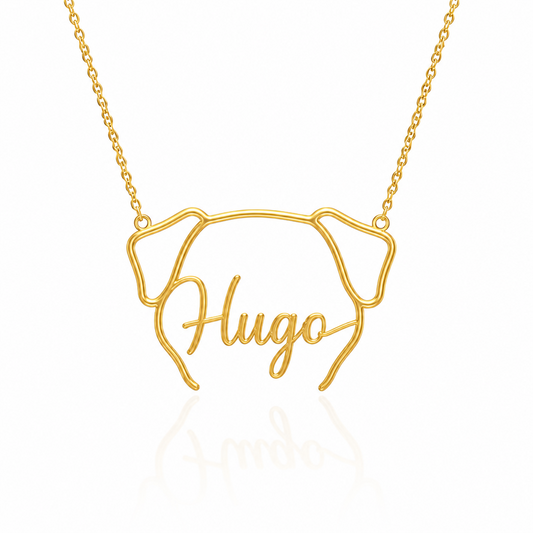 French Mastiff Whisper of Paws - Personalized Outline Your Pet's Face and Name Necklace