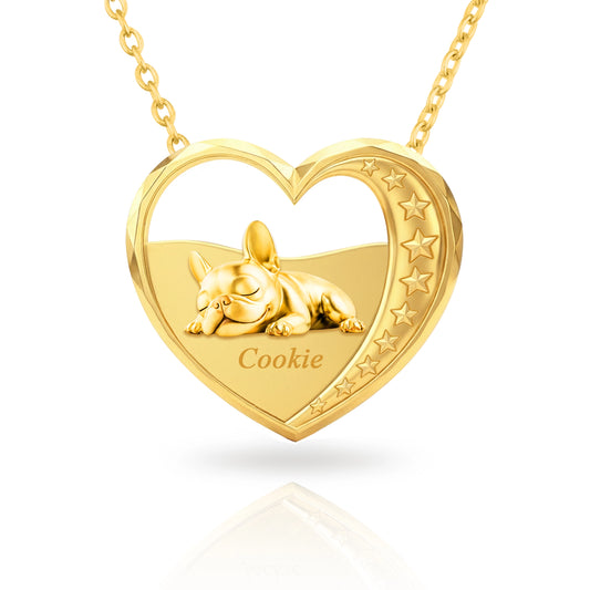 Soulyshine French Bulldog Starry Slumber – Personalized Pet Heart Necklace