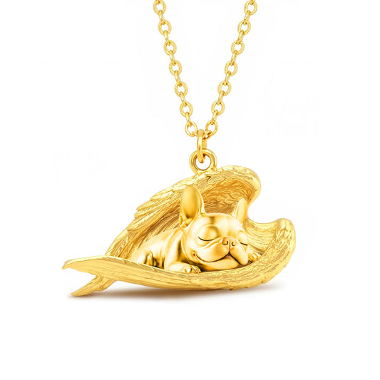 Soulyshine French Bulldog Sleeping Angel – Personalized Pet Necklace