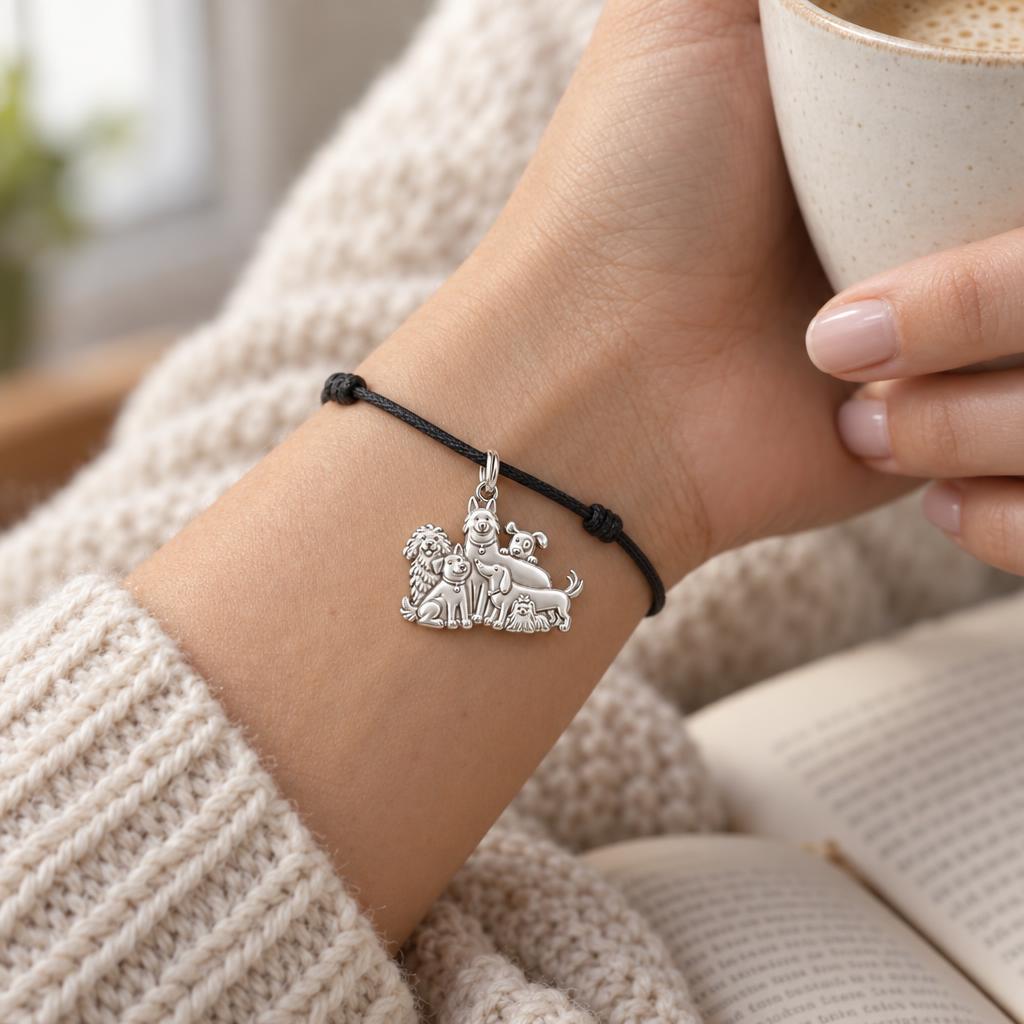 Full House Furry Friends Charm and Polyester Cord Bracelet Set