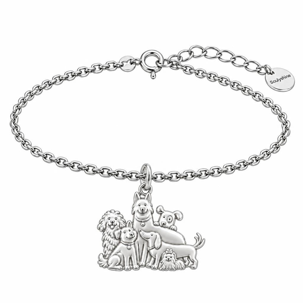 Full House Furry Friends Charm Bracelet Set – silver, front view
