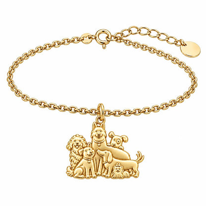 Full House Furry Friends Charm Bracelet Set – 18K gold, front view