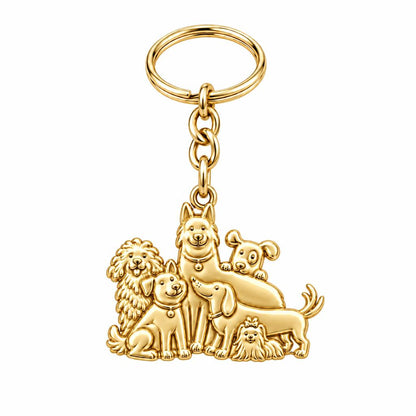 Full House Furry Friends Charm Keychain – 18K gold, front view