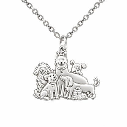 Full House Furry Friends Charm Necklace Set – silver, front view