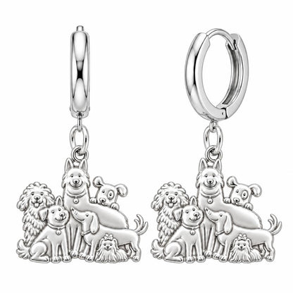 Full House Furry Friends Huggie Charm Earrings – silver, front view