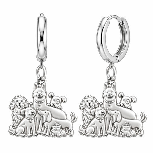 Full House Furry Friends Huggie Charm Earrings – silver, front view