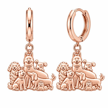 Full House Furry Friends Huggie Charm Earrings – rose gold, front view