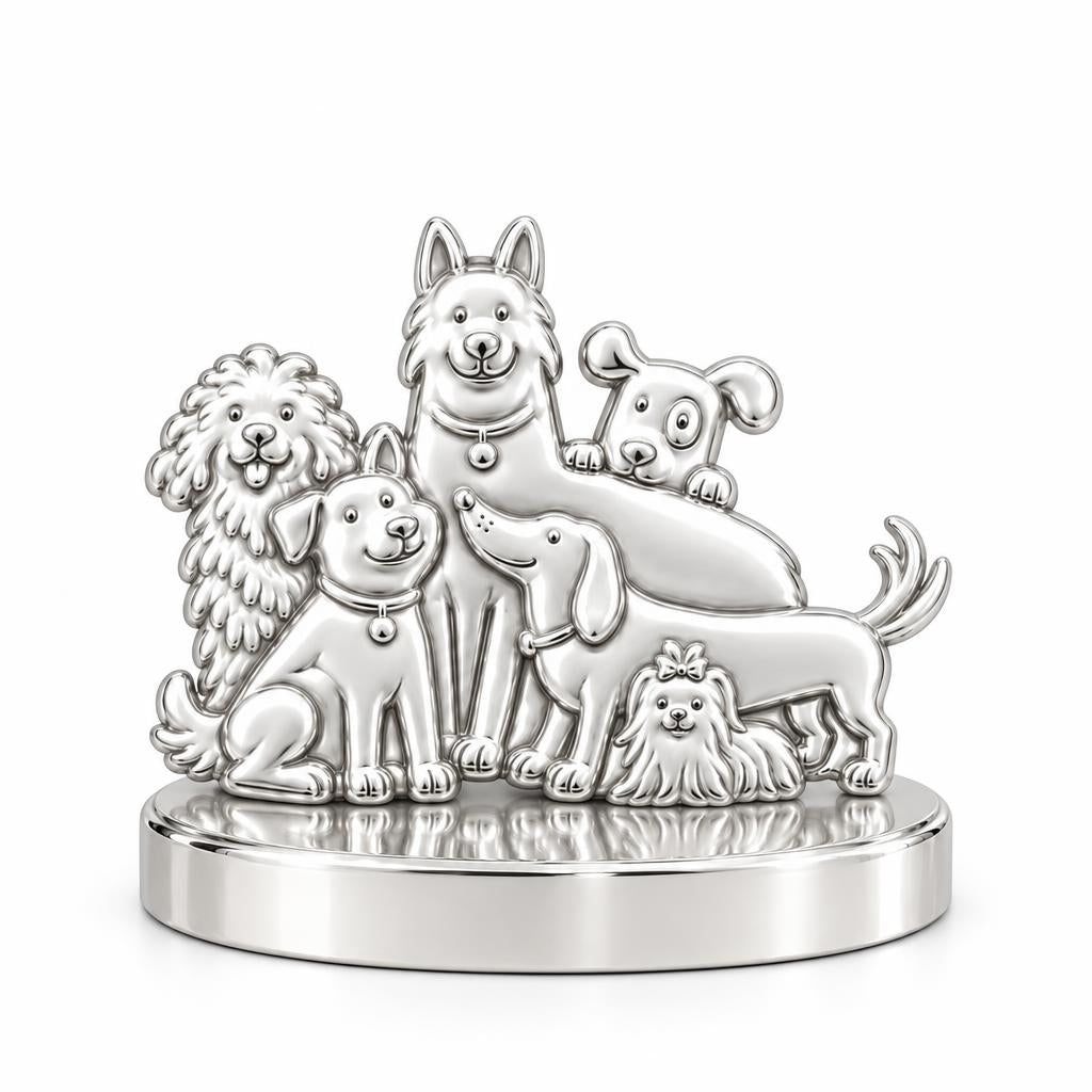Full House Furry Friends Keepsake Plaque – silver, front view