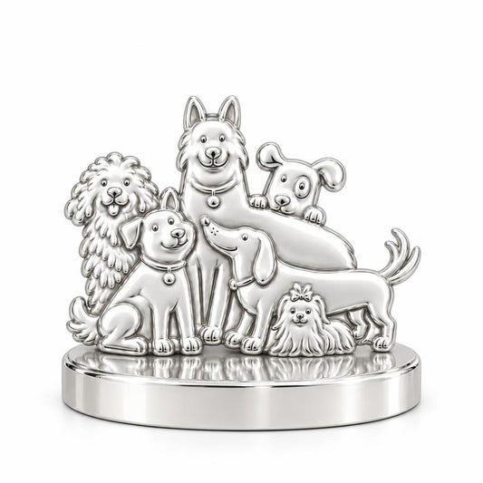 Full House Furry Friends Keepsake Plaque – silver, front view