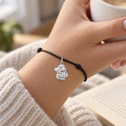 Full House Hug Charm and Polyester Cord Bracelet Set