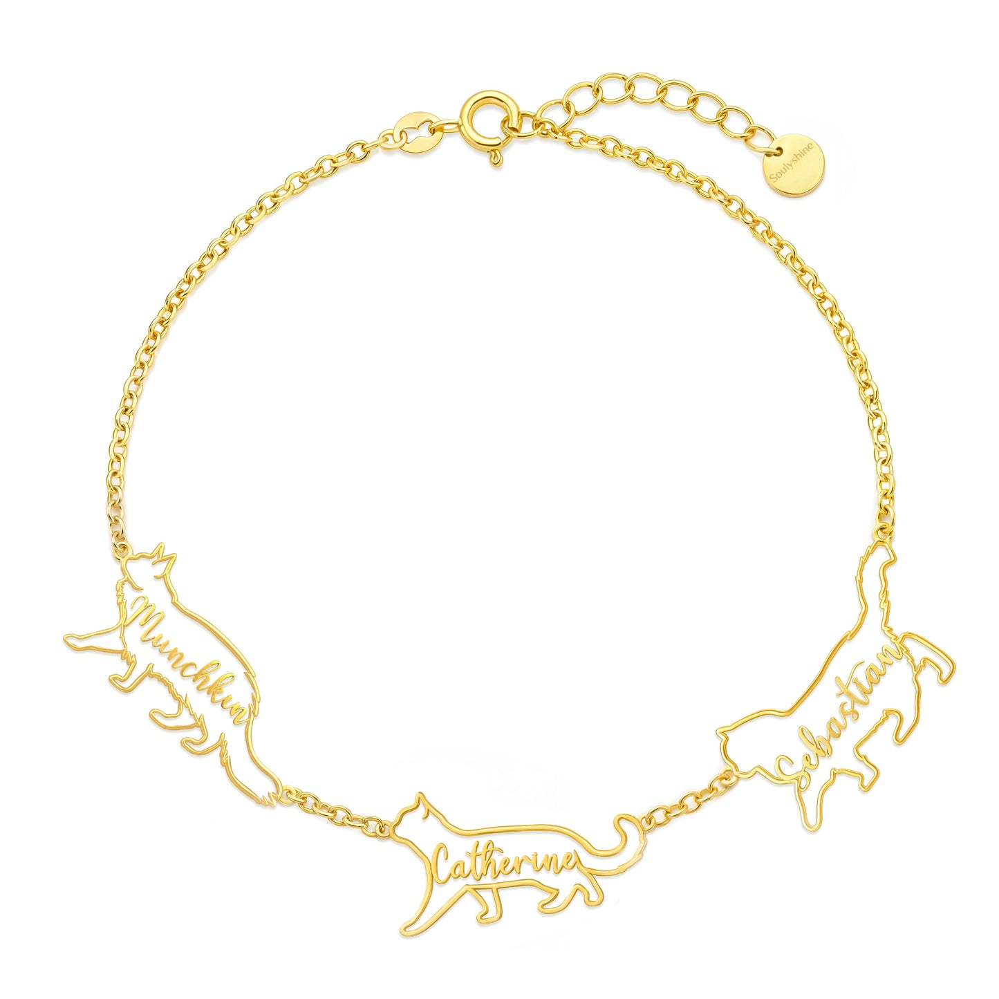 Soulyshine The Fine Line Portrait Cat – Custom Cat Silhouette Bracelet