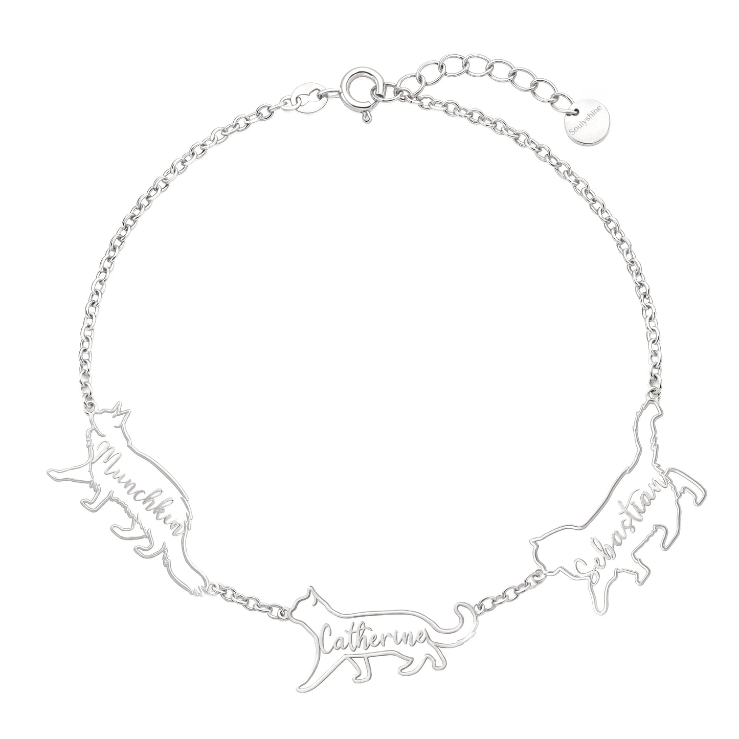 Soulyshine The Fine Line Portrait Cat – Custom Cat Silhouette Bracelet