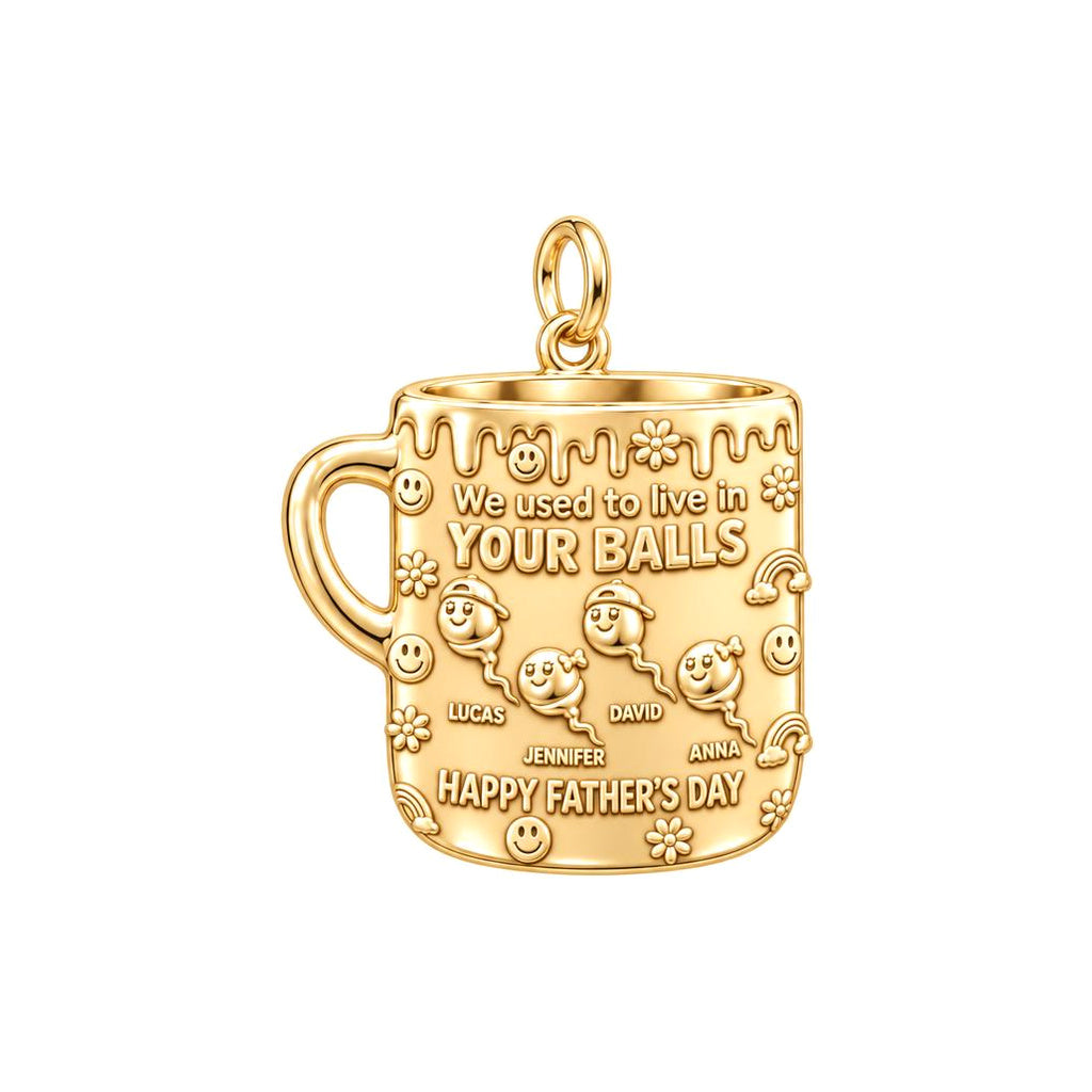 Funny Dad Mug Charm Bracelet – Personalized Dad Gift – 18K gold plated 3 cm charm, front view