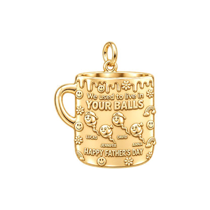Funny Dad Mug Charm Bracelet – Personalized Dad Gift – 18K gold plated 3 cm charm, front view