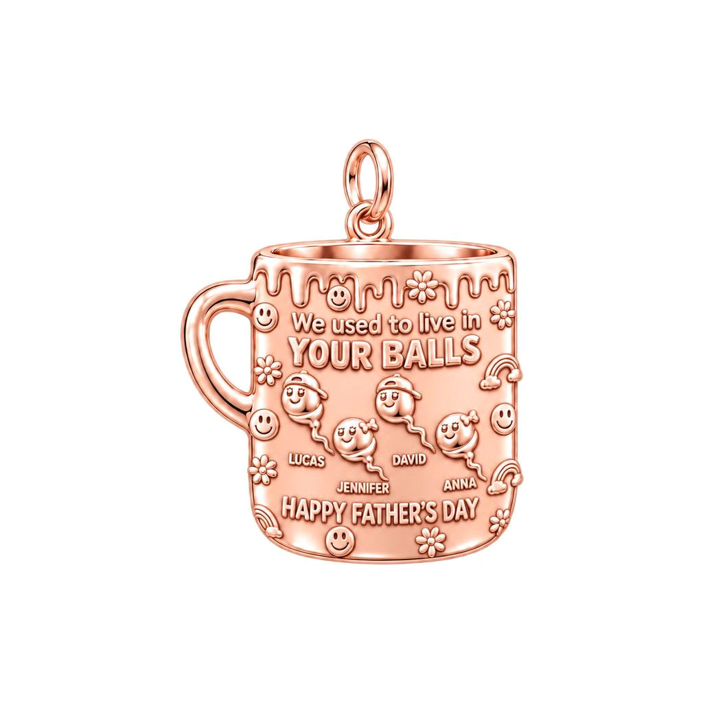 Funny Dad Mug Charm Bracelet – Personalized Dad Gift – rose gold 3 cm charm, front view