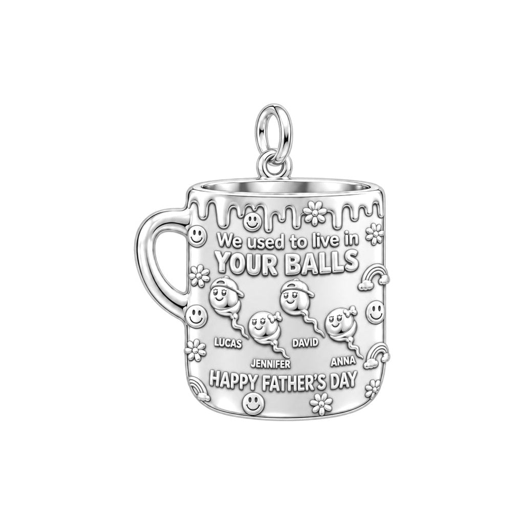 Funny Dad Mug Charm Bracelet – Personalized Dad Gift – silver plated 3 cm charm, front view