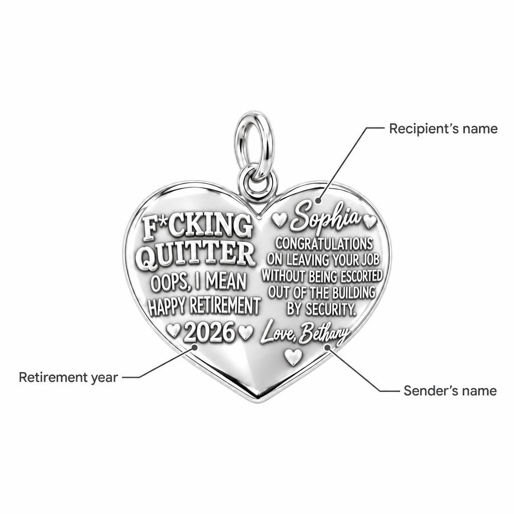 Funny Retirement Heart Charm Bracelet – Personalized Coworker Gift – personalization guide