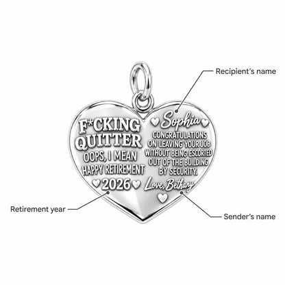 Funny Retirement Heart Charm Bracelet – Personalized Coworker Gift – personalization guide