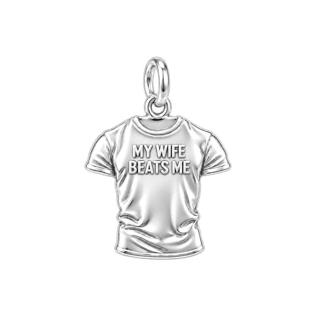 Funny Tee Charm Bracelet – Personalized Husband Gift – silver charm, front view