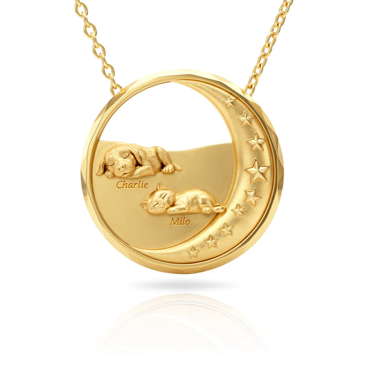SoulyShine Starry Slumber – Personalized Pet in The Moon Necklace