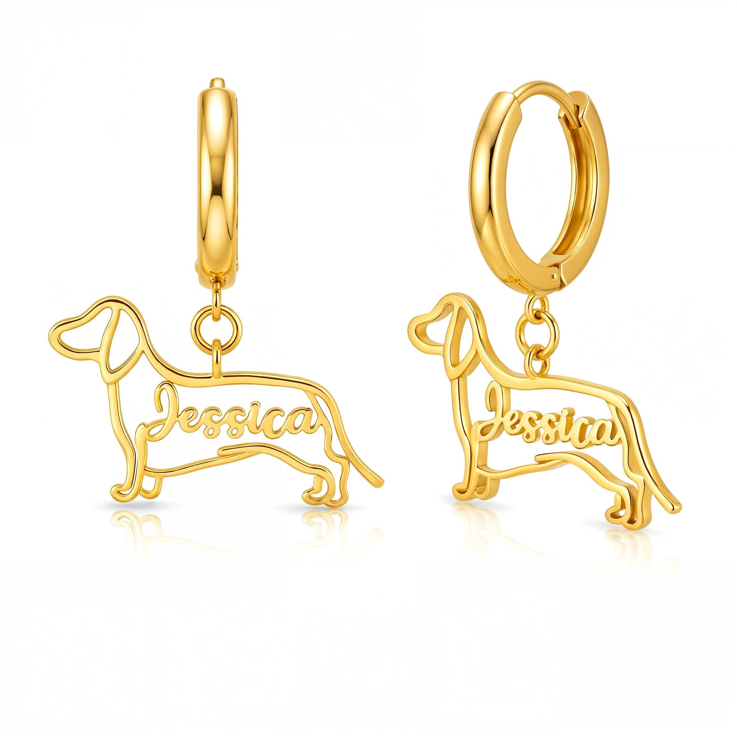 Soulyshine Fine Line Portrait – Personalized Your Dog's Outline Huggie Earings